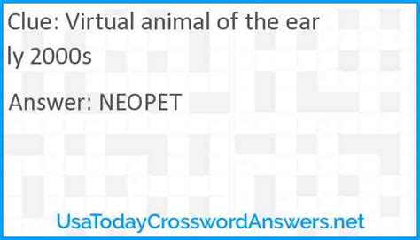 Virtual animal of the early 2000s crossword - Two or more clue answers mean that the clue has appeared multiple times throughout the years. ELECTRONICS PURCHASE OF THE EARLY 2000S NYT Crossword Clue Answer. PLASMATV. This clue was last seen on NYTimes June 07, 2023 Puzzle. If you are done solving this clue take a look below to the other clues found on …